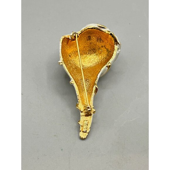 Vintage Coro Seashell Brooch Pin White & Gold Tone Nautical Jewelry Collectible - Picture 5 of 7